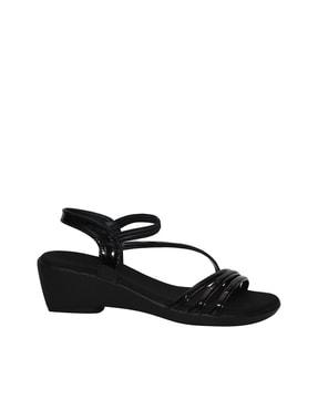 slip-on sandals with synthetic upper