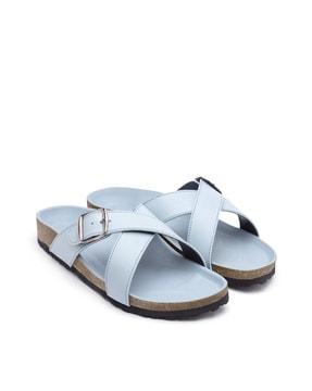 slip-on sandals with synthetic upper