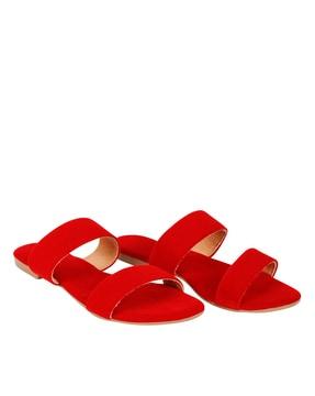 slip-on sandals with synthetic upper