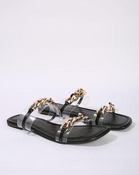 slip-on sandals with transparent straps