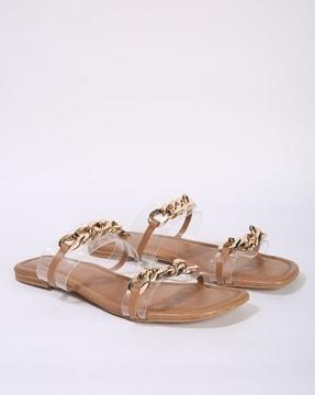 slip-on sandals with transparent straps