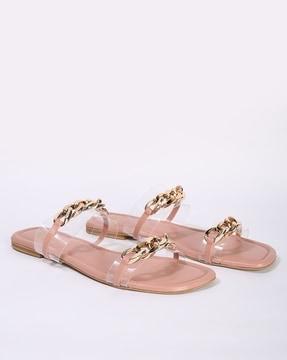 slip-on sandals with transparent straps