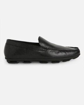 slip-on shoes with genuine leather upper