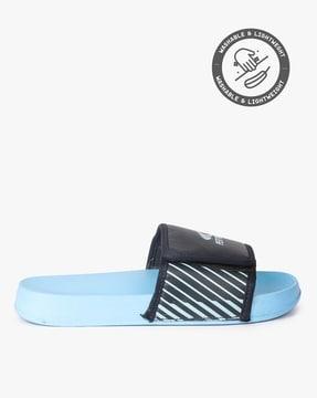 slip-on slides with velcro closure