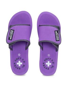 slip-on slides with velcro fastening