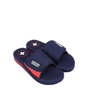 slip-on slides with velcro fastening