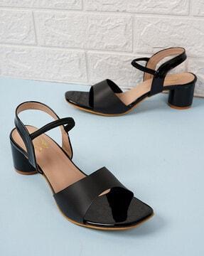 slip-on slingback chunky heeled sandals