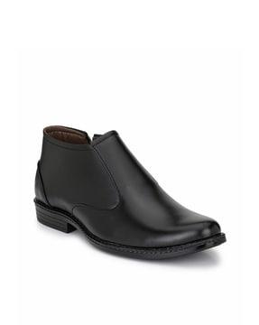 slip-on stacked formal shoes with side zip