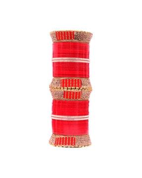 slip-on stone-studded broad bangles set