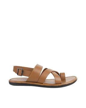 slip-on strappy sandals with buckle fastening