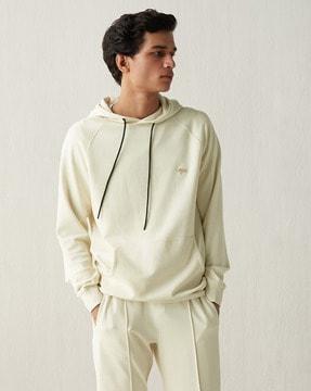 slip-on style crew-neck hoodie