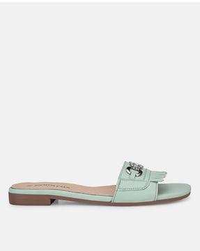 slip-on style flat heeled sandals