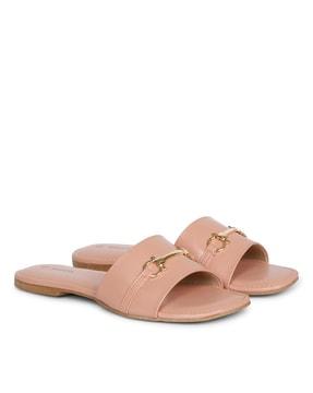 slip-on style single strap sandals
