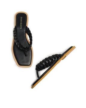 slip-on t-strap sandals