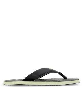 slip-on thong-strap flipflops with printed logo