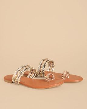 slip-on toe-ring flat sandals