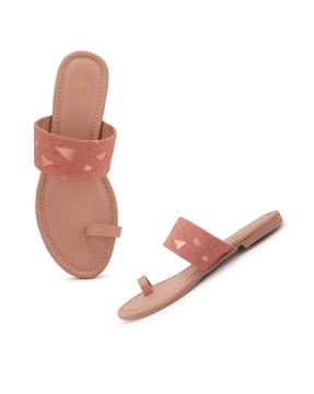 slip-on toe-ring flat sandals