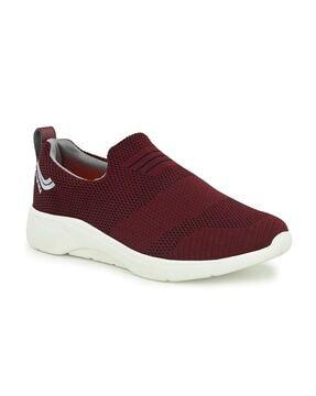 slip-on walking shoes with knitted upper