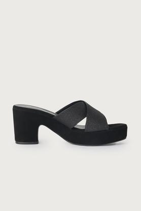 slip-on women's party wear heels - black
