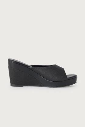 slip-on women's party wear heels - black