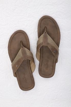 slipon leather mens formal wear sandals - brown