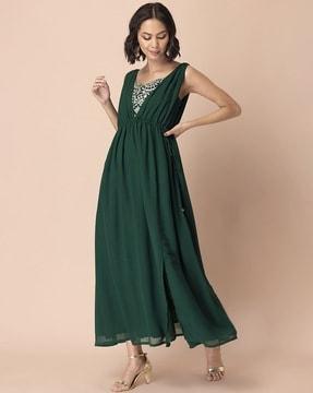 slit maxi kurta with cami top