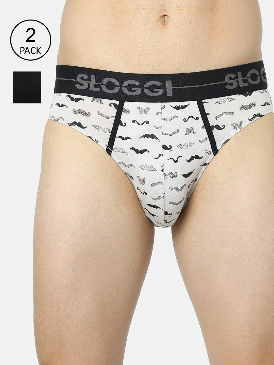 sloggi men pack of 2 grey & black printed trunk 10205177 z9