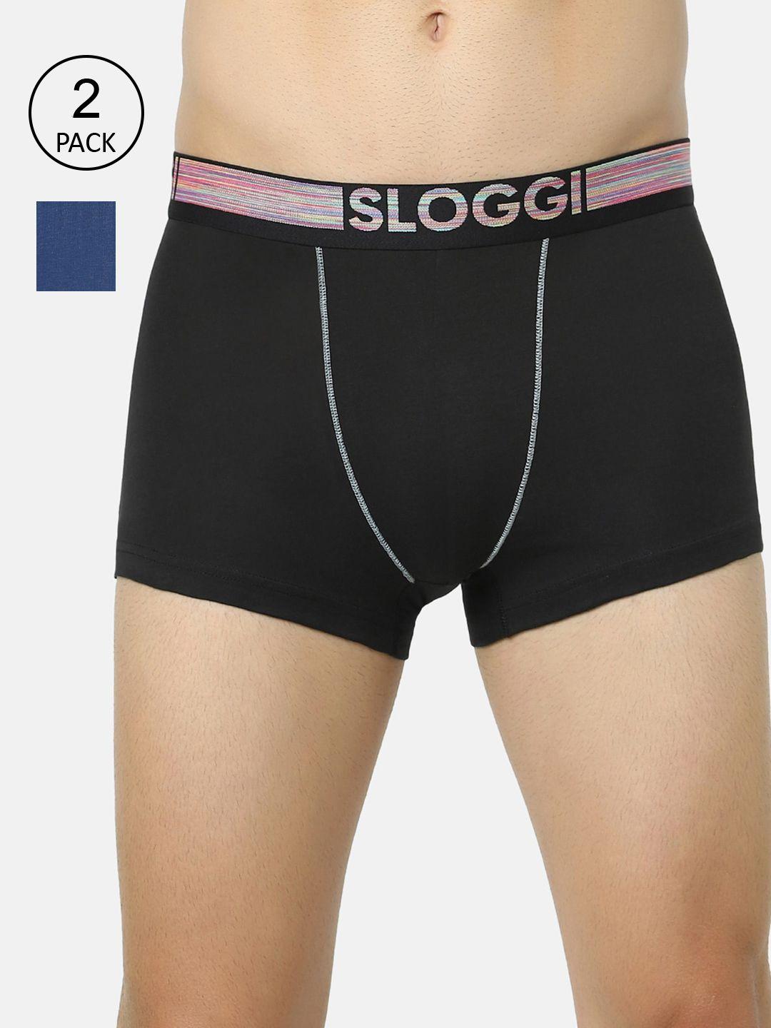 sloggi men pack of 2 solid natural ultra soft organic cotton trunks