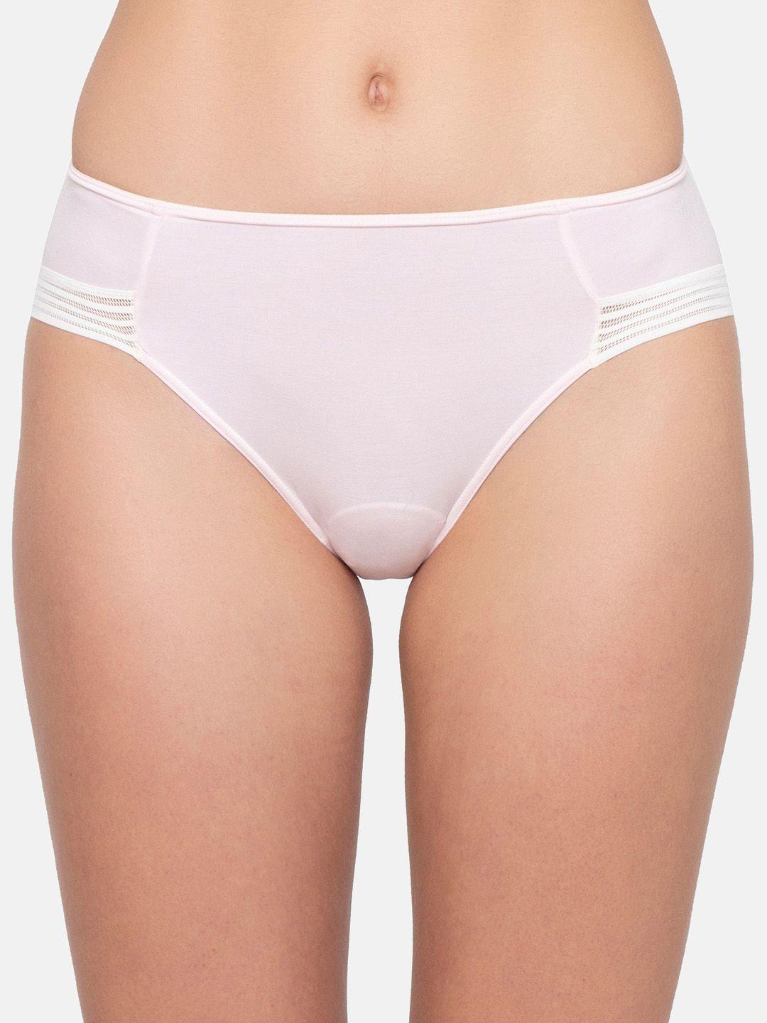 sloggi women pink solid mid-rise inner-elastic bikini briefs