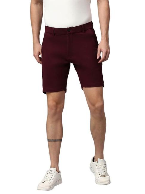 slowave maroon regular fit shorts