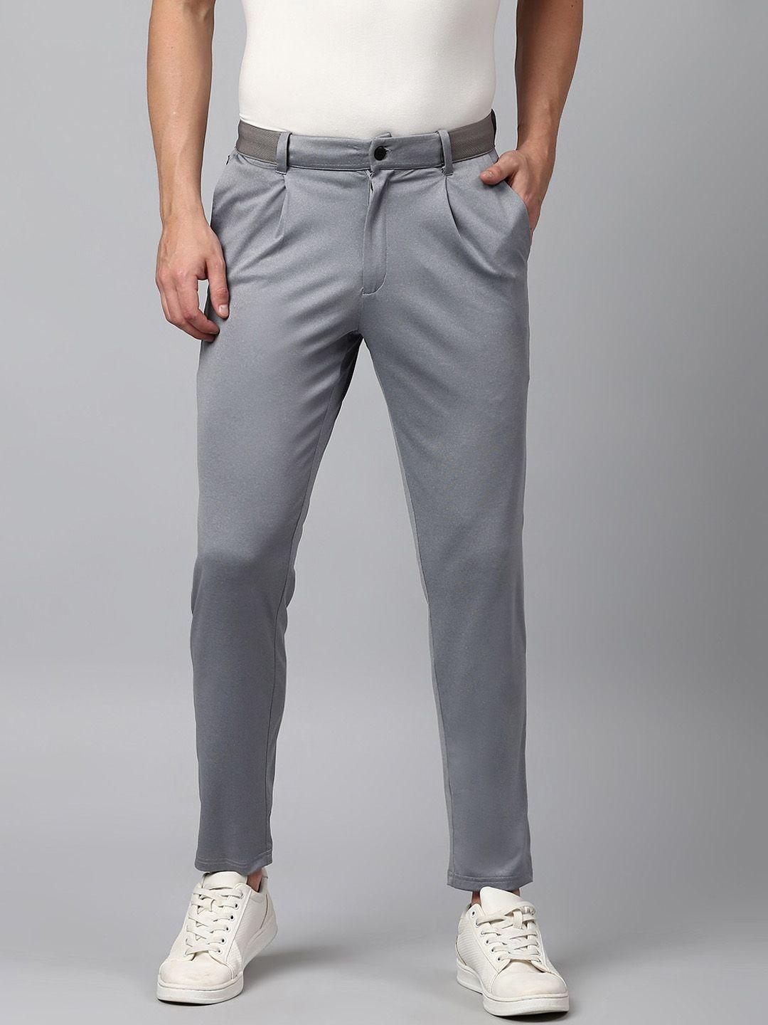 slowave men mid-rise plain pleated formal trousers