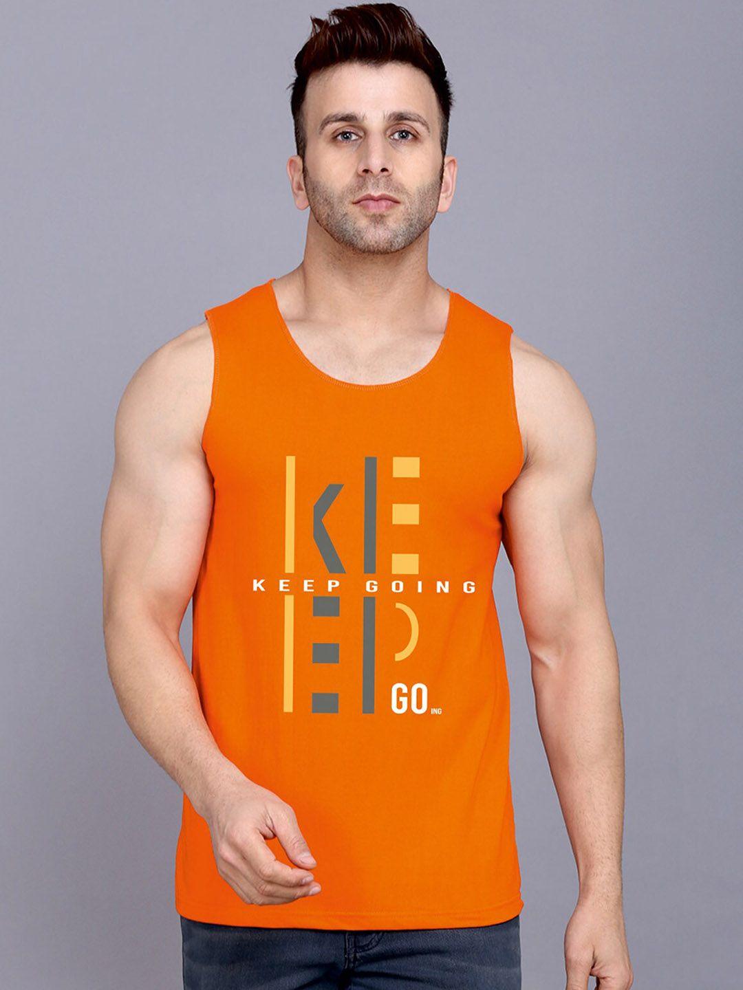 slowloris printed cotton breathable gym vests sl26 keep orange