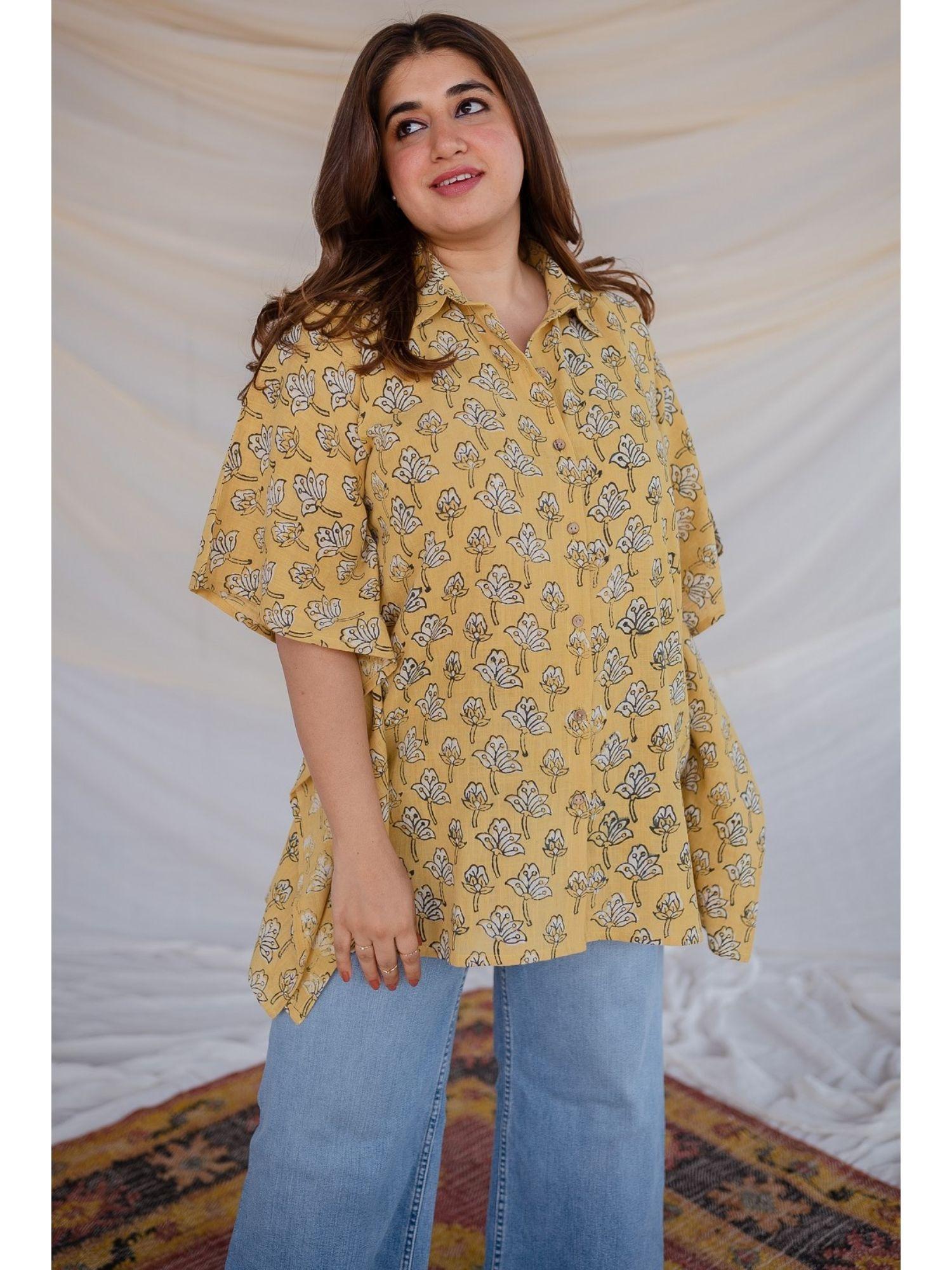 slub cotton dabu kaftan short tunic