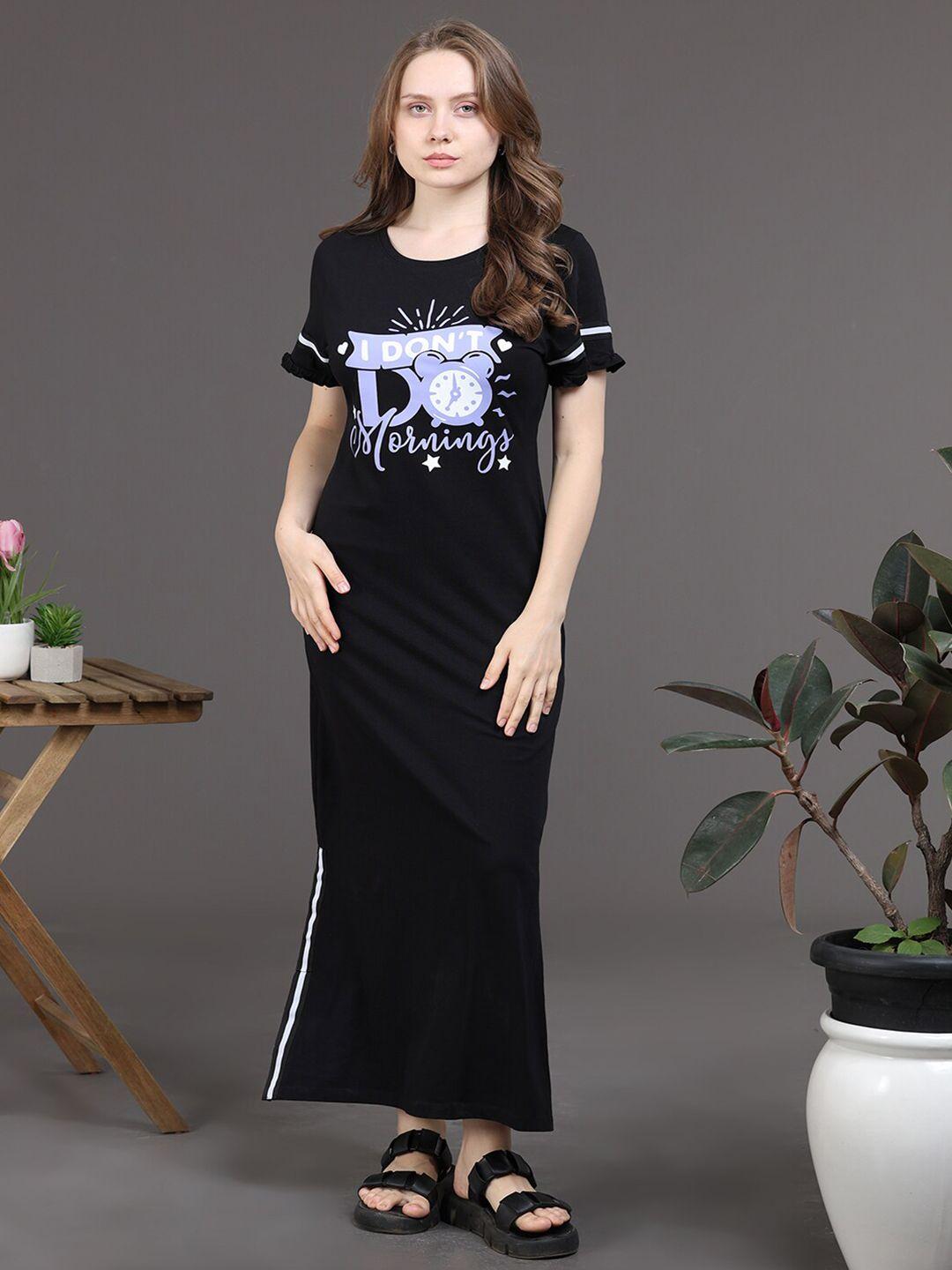 slumber jill printed pure cotton maxi t-shirt dress
