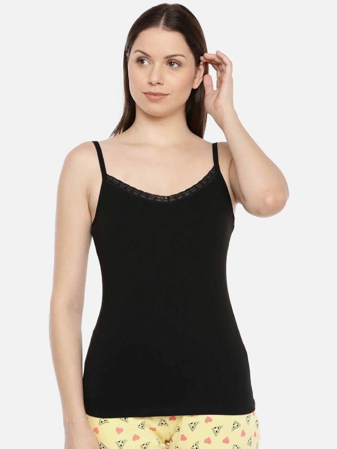 slumber jill black solid camisole with bust support