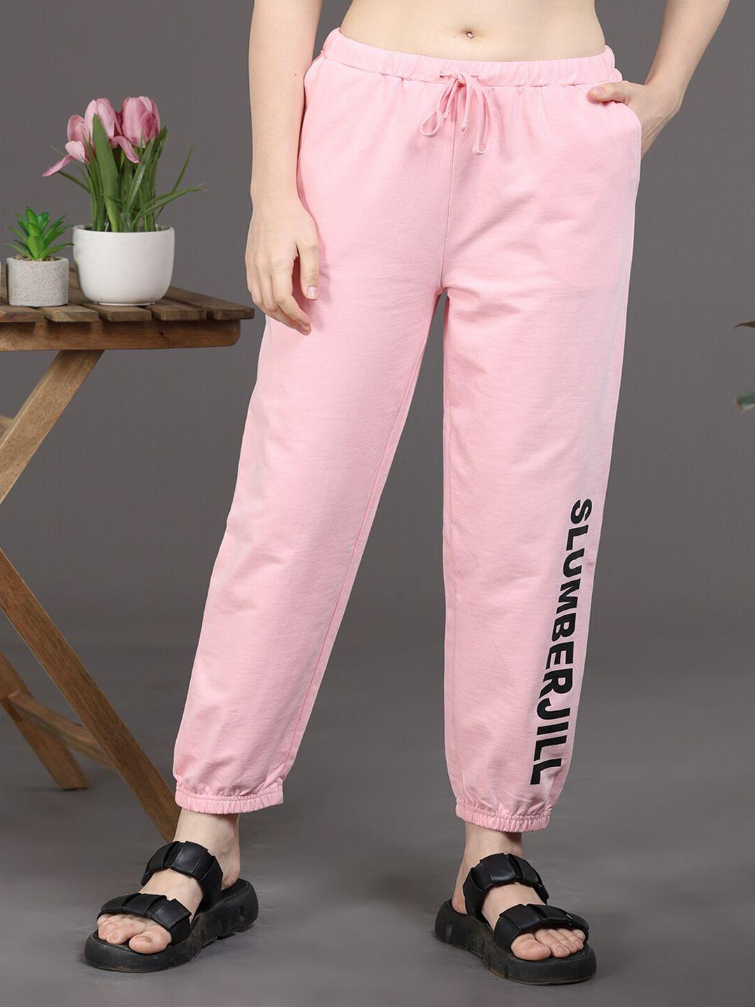 slumber jill comfort fit typography printed pure cotton jogger