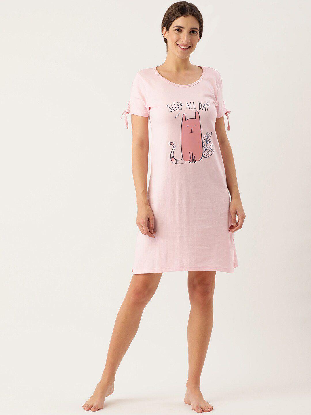 slumber jill graphic printed pure cotton nightdress with scrunchie