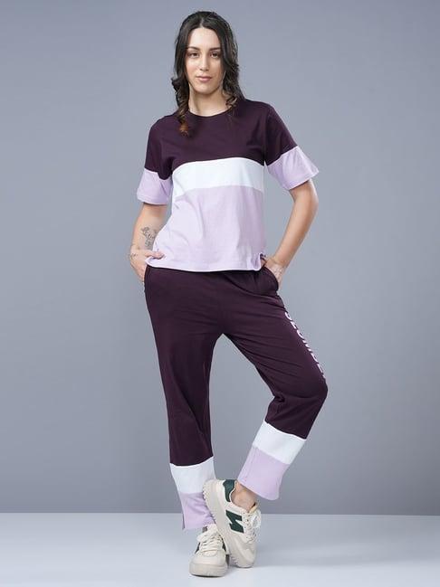 slumber jill multicolor color-block cotton t-shirt with lounge pants