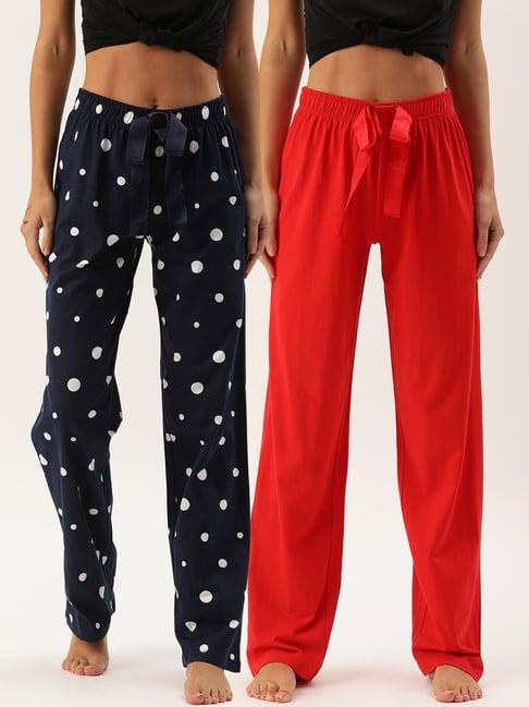 slumber jill navy & red cotton polka dot pyjamas - pack of 2