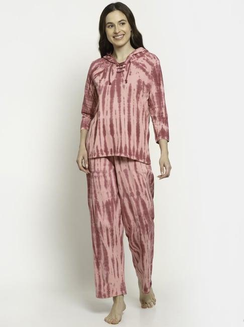 slumber jill pink tie - dye pajama set