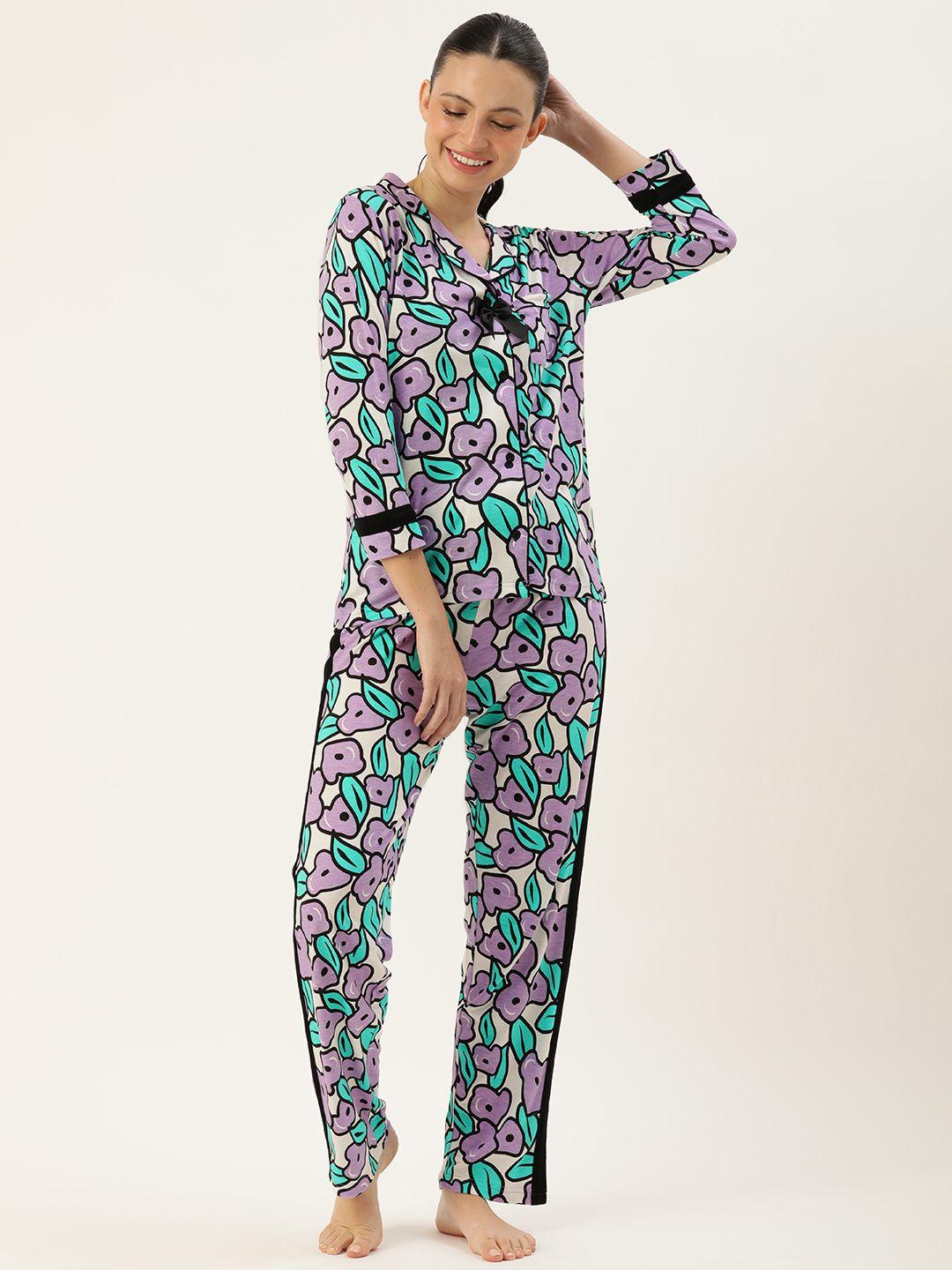 slumber jill women abstract printed night suit