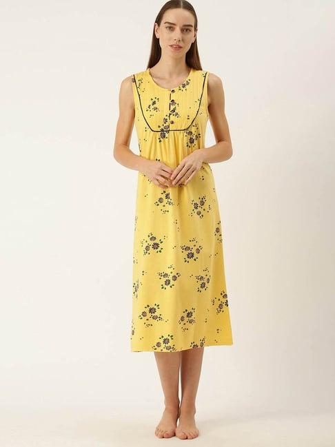 slumber jill yellow floral print night dress