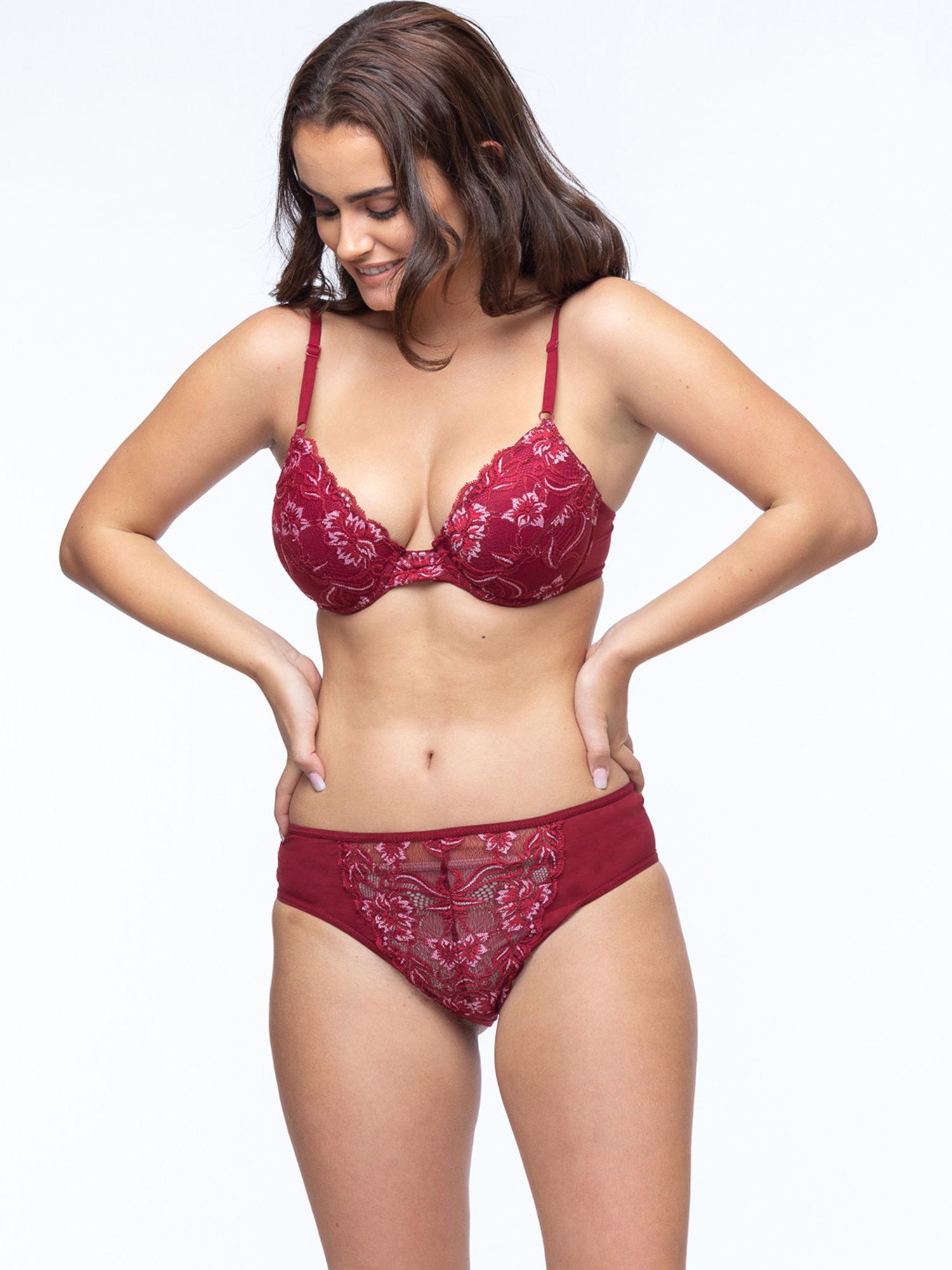 slw-01w lacy wonders wine push-up bra set