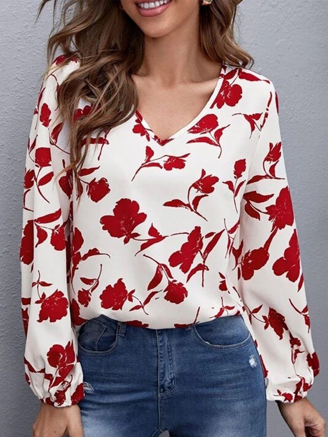 slyck off white floral print top