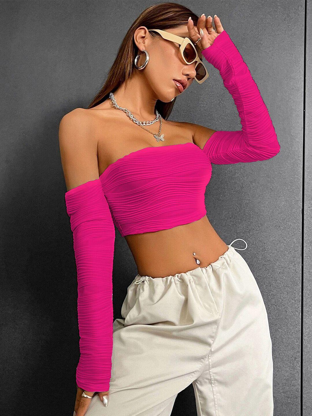 slyck off-shoulder cropped fitted top