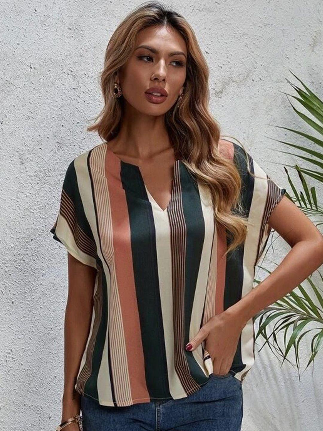 slyck vertical striped extended sleeves top