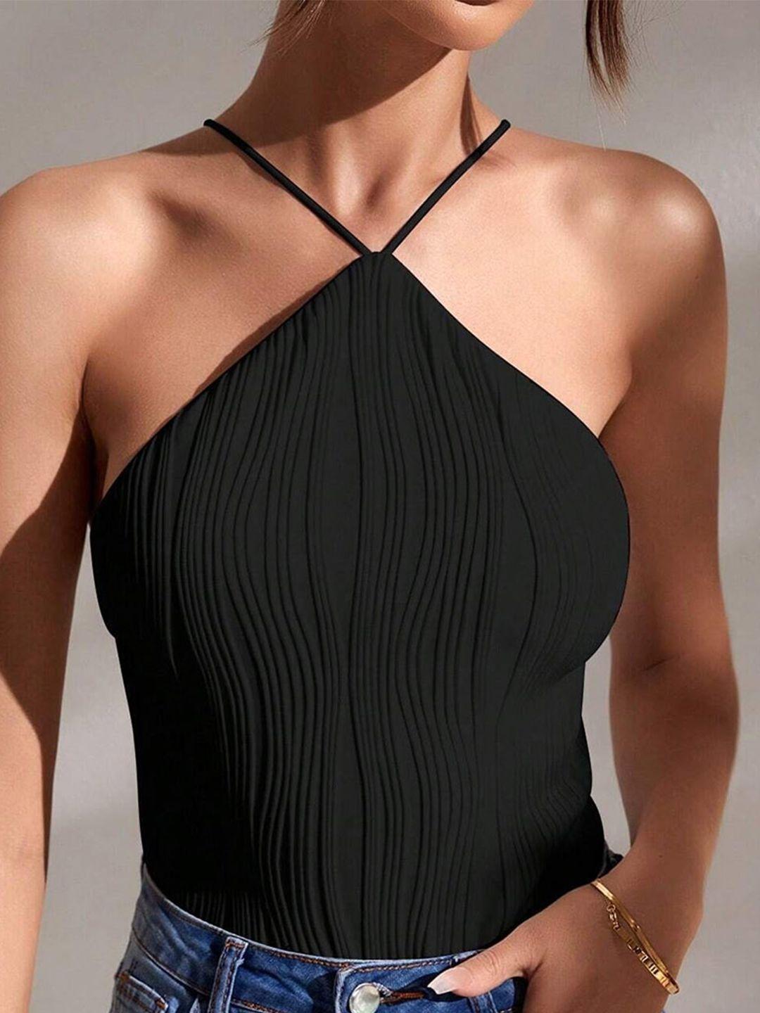 slyck black halter neck top