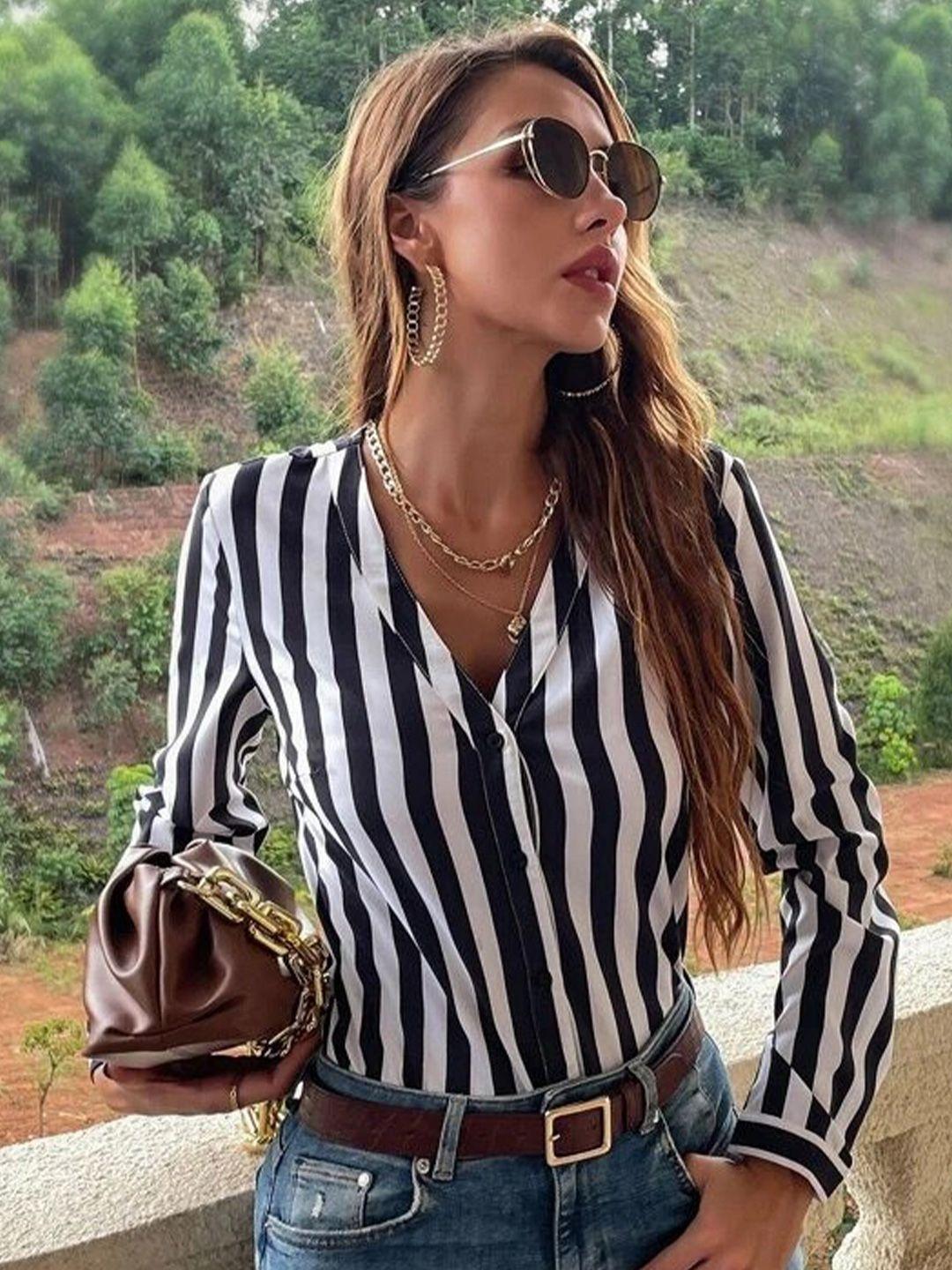 slyck comfort striped collarless casual shirt