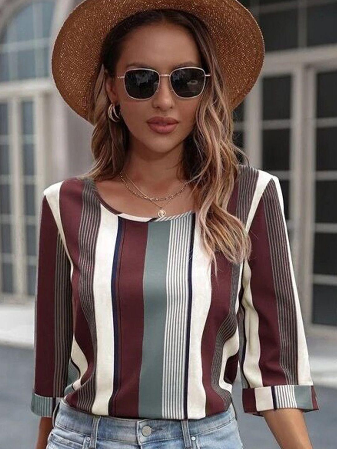 slyck maroon striped top