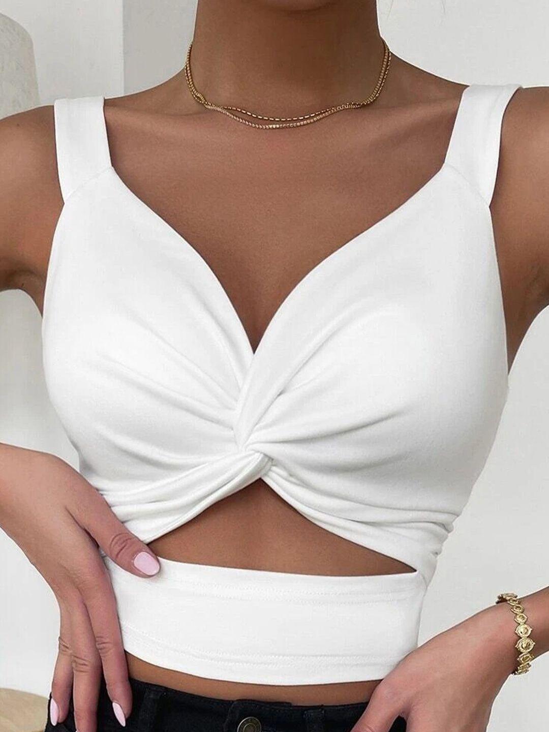 slyck sweetheart neck sleeveless cut-out crop bralette top